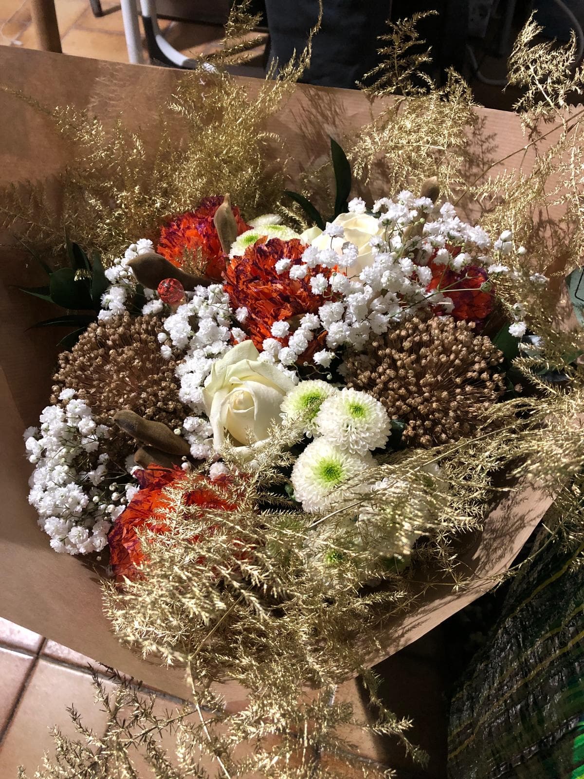 bouquet mariage orange et or